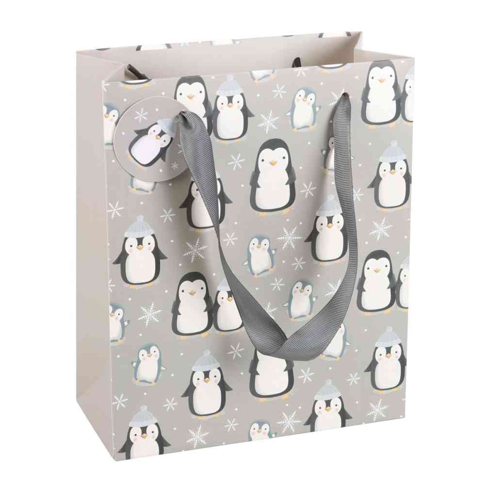 Something Different - 23cm Medium Winter Penguin Geschenktasche - Mehrfarben